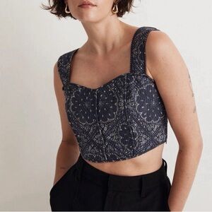 NWT Madewell navy quilted bandana crop top 2 xs